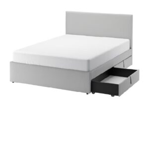 GLADSTAD Upholstered Bed, 2 storage boxes