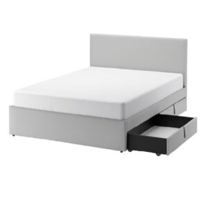 GLADSTAD Upholstered Bed, 4 storage boxes