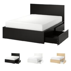MALM Bed Frame High w 2 storage boxes