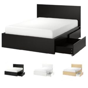 MALM Bed Frame High w 4 storage boxes