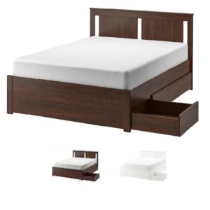 SONGESAND Bed Frame w 2 storage boxes