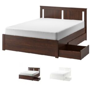 SONGESAND Bed Frame w 4 storage boxes